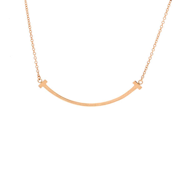 Tiffany & Co. Jewelry - Tiffany & Co. Small T Smile Pendant Necklace 18K Rose Gold